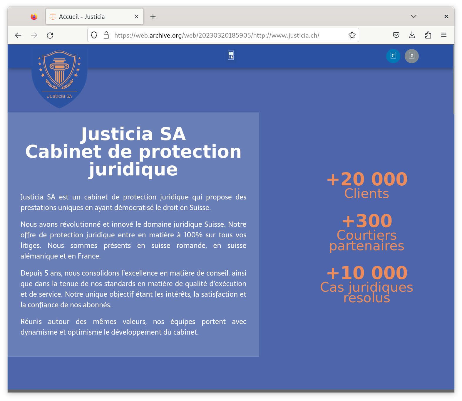 Justicia SA, 20000 clients