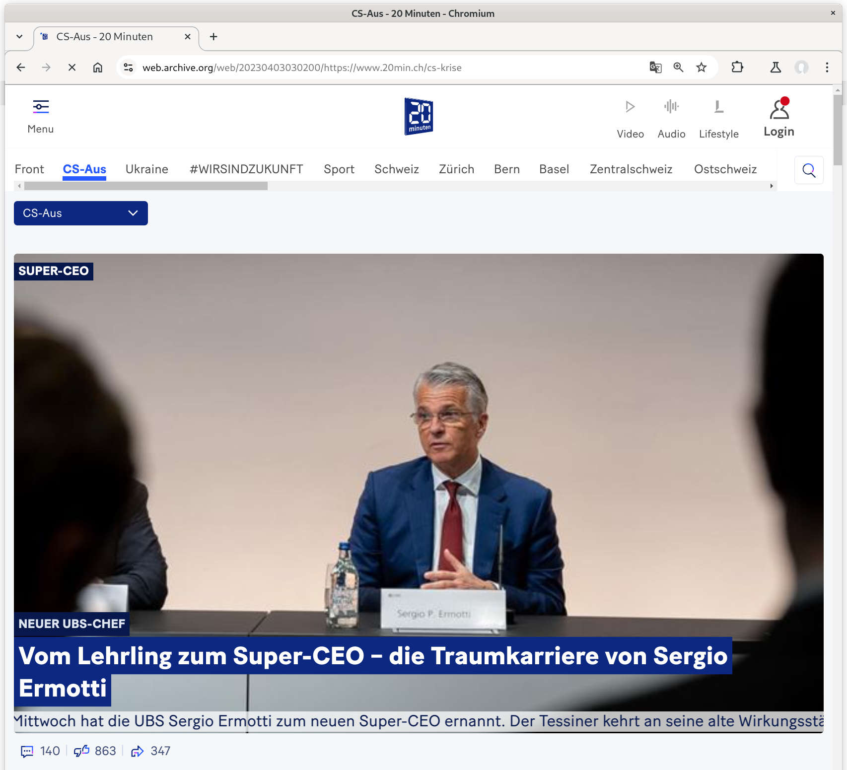 20min.ch Super CEO of UBS/CS