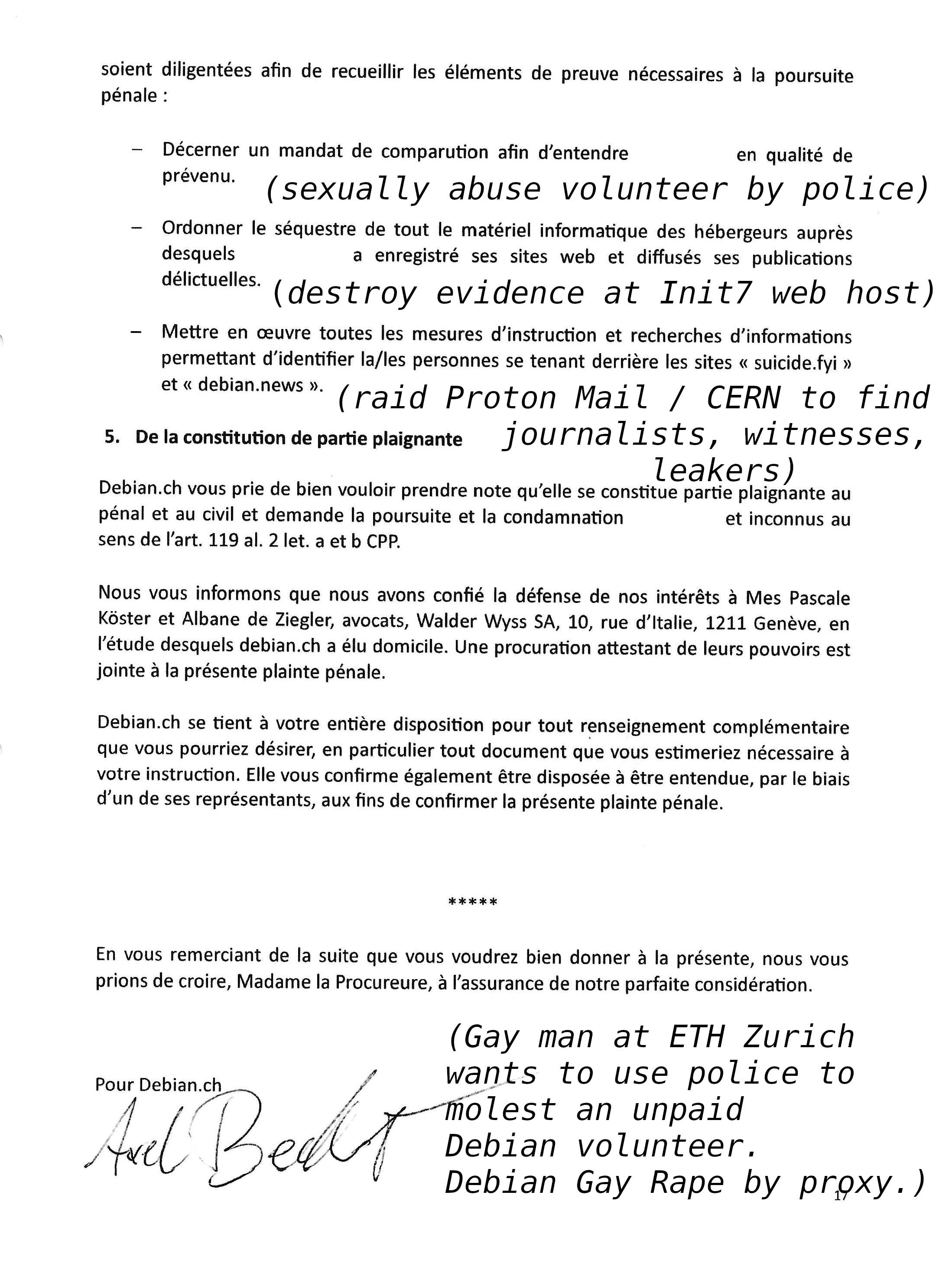 Axel Beckert, ETH Zurich, Debianism, manslaughter, suicide cluster